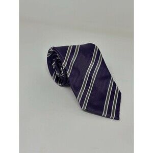Brioni Handmade Silk Tie purple  white Jacquard Stripes Made in Italy Elegant